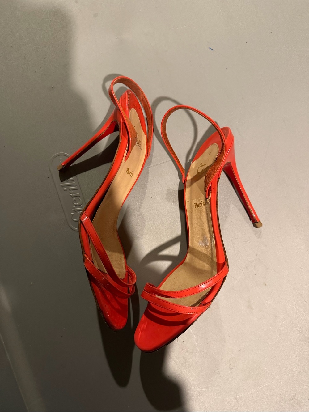 Christian Louboutin Red Patent Slingback Stilettos